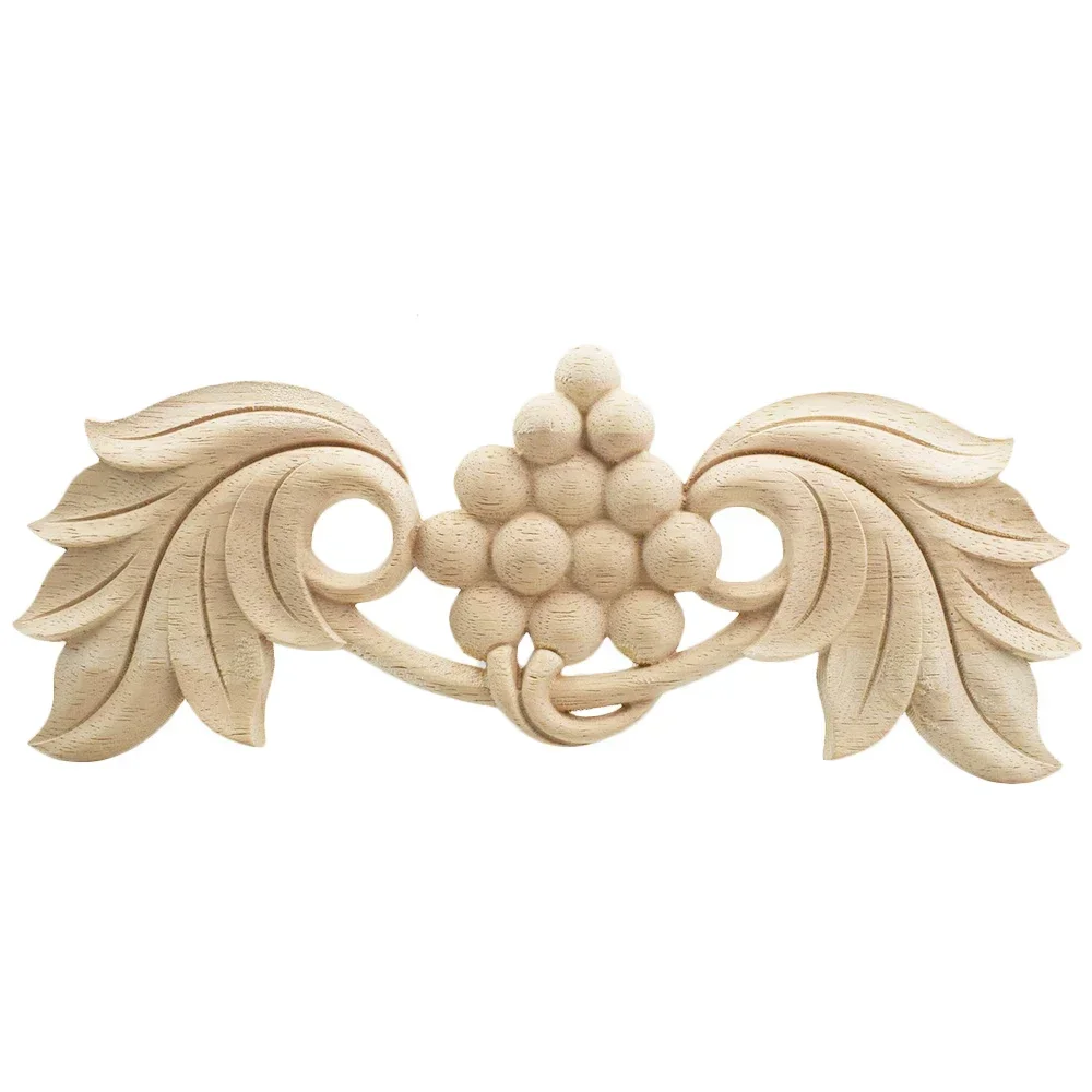 2PCS Modern Floral Wood Carved Corner Woodcarving Decal Onlay Applique Decorative Sculpture for Home Furniture Living Room Decor