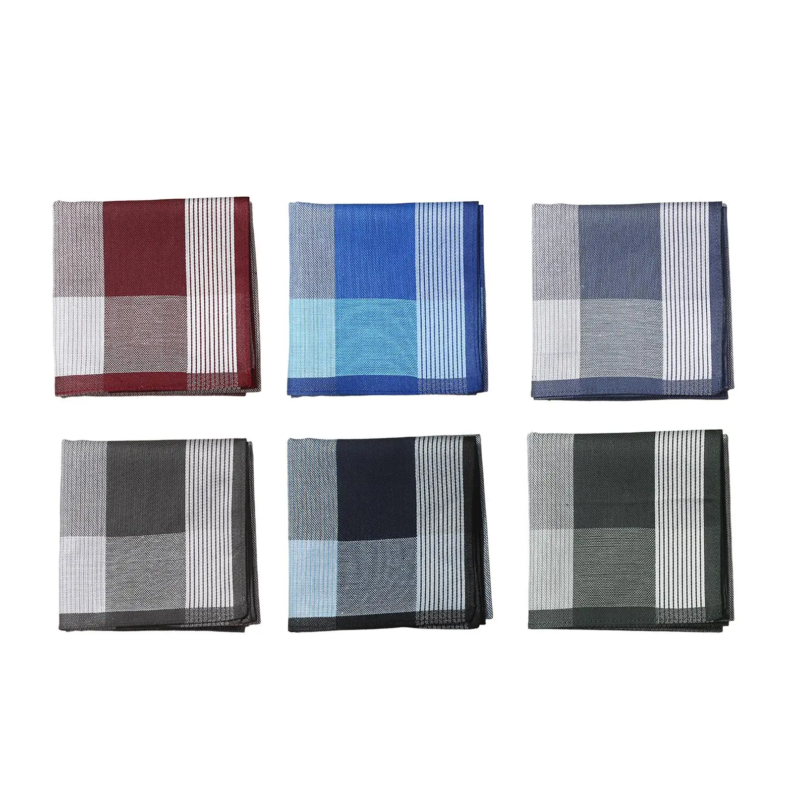 6Pcs Cotton Men\'s Hanky Pocket Square Hankies for Grandfathers