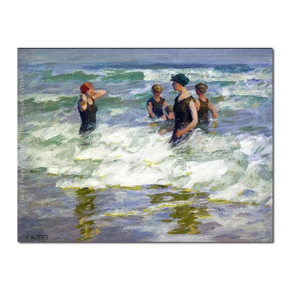 

oil painting Beach and Children Bathers in the Surf by Edward Henry Potthast High quality Hand painted Landscape Art Home Decor