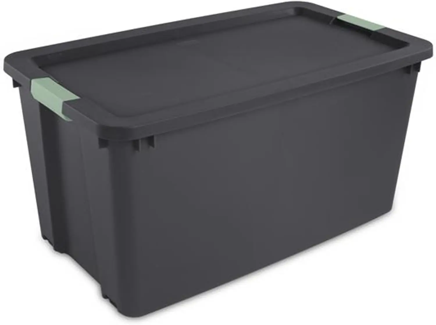 

4 Pack 45 Gallon Wheeled Latch Tote, Stackable Plastic Storage Bin, Gray/Green