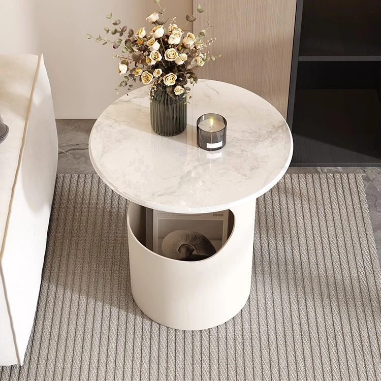 طاولة قهوة مستديرة على الطراز الحديث لغرفة المعيشة بحافة أريكة وطاولة قهوة من الرخام #2