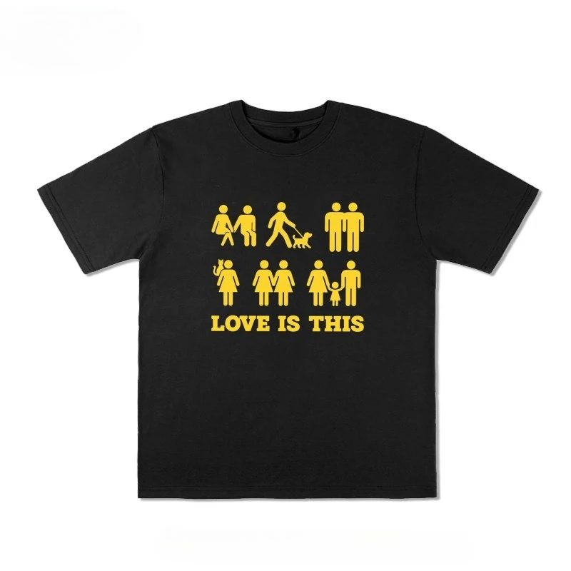 Inclusive Love Is This Diverse Lifestyle Human Icon Quote Graphic T Shirt Unisex Loose Oversized Harajuku Streetwear Cotton