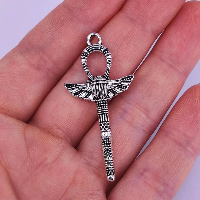 5pcs DIY Cross of Life Ankh with Scarab Charm Europe Style Good Jewelry Women Men Vintage Gift