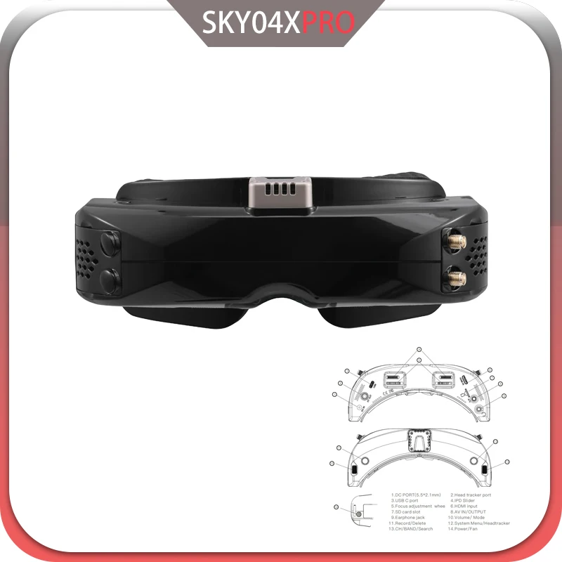 

SKYZONE SKY04X PRO OLED 5,8G 48CH 1920X1080 Steadyview приемник DVR FPV очки Head Tracker Fan для радиоуправляемого самолета гоночного дрона