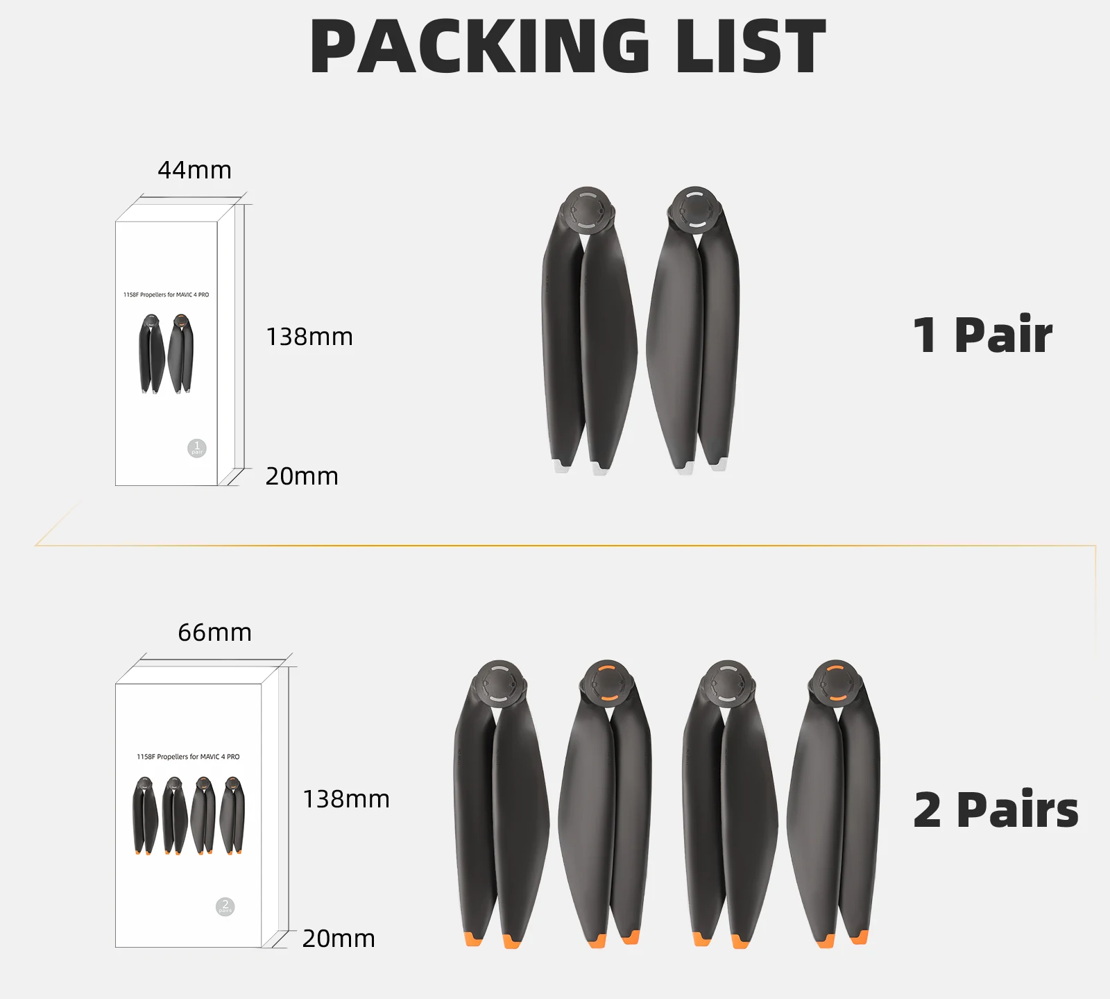 

For DJI Mavic 4 Pro Propeller 1158F Quick Release Blade Fiberized and Stiffened Accessories