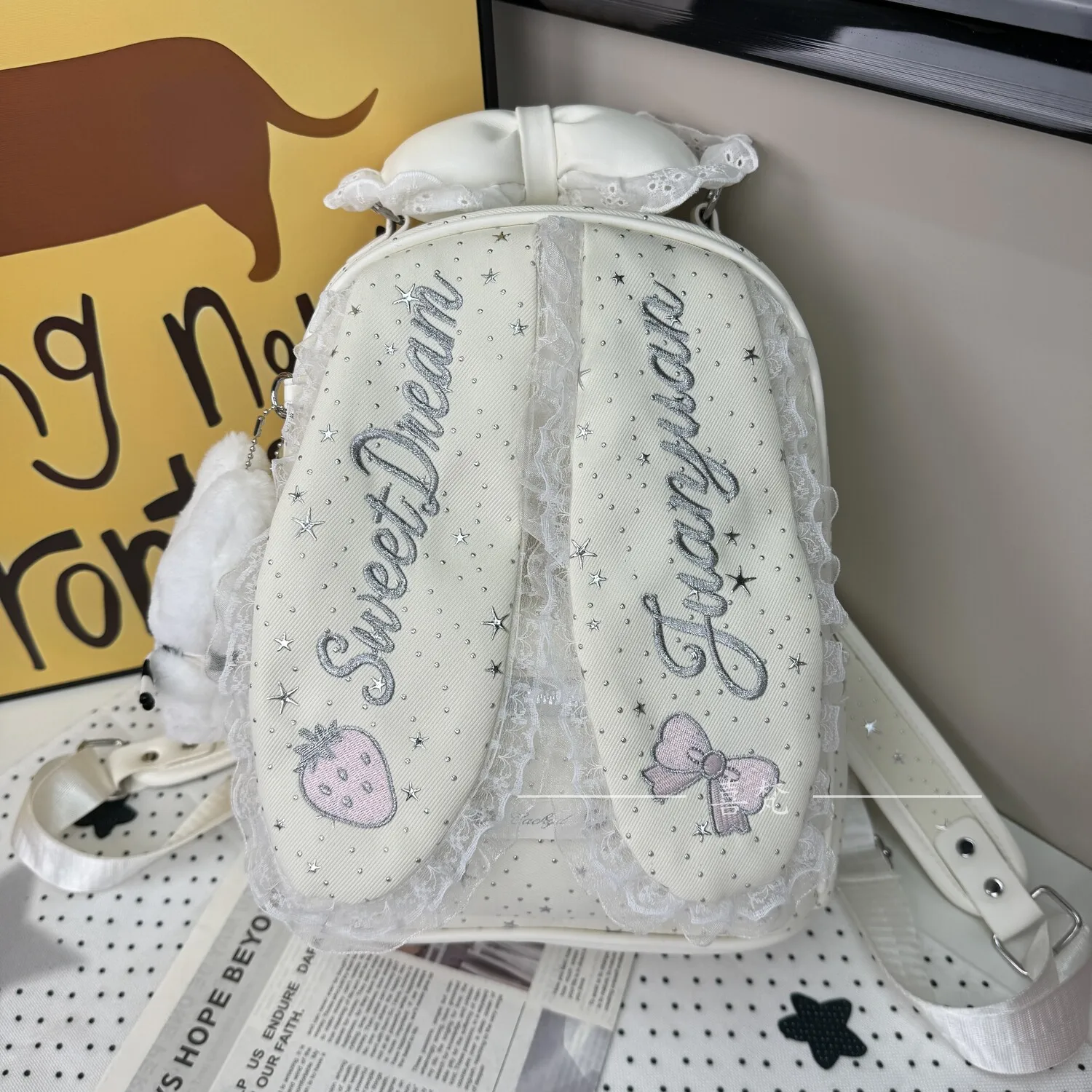 Japanese Cute Sweet Lop-eared Rabbit Backpack Women's 2026 New Letter Embroidery Student Original Large-capacity Schoolbag Girl