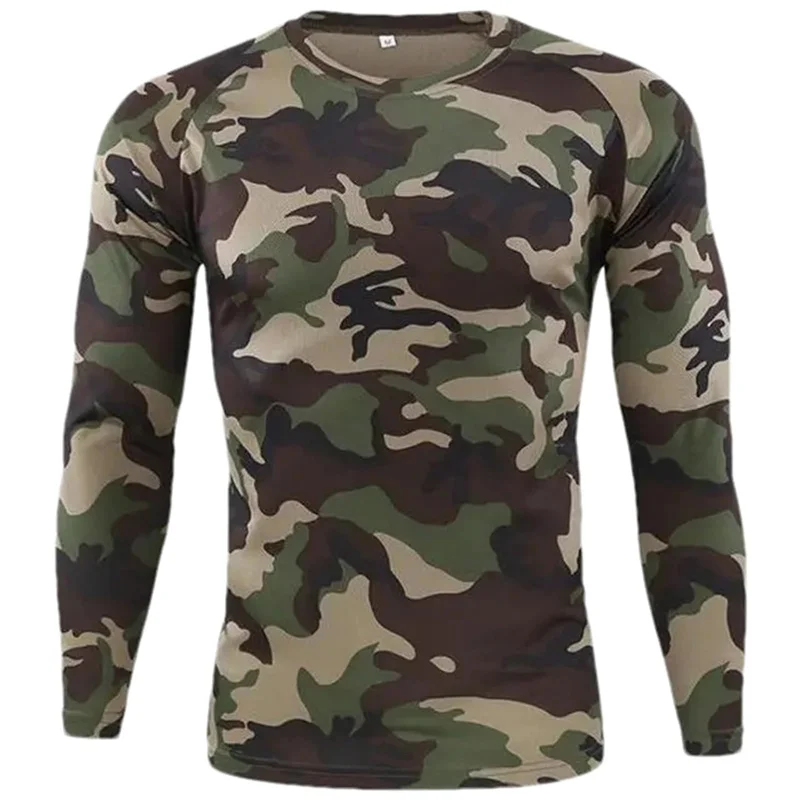 Camo Graphic T-Shirt For Men 3D Printed Camouflage Long Sleeve T Shirt Outdoor Sports Fitness Round Neck Tees Running Tops image 4