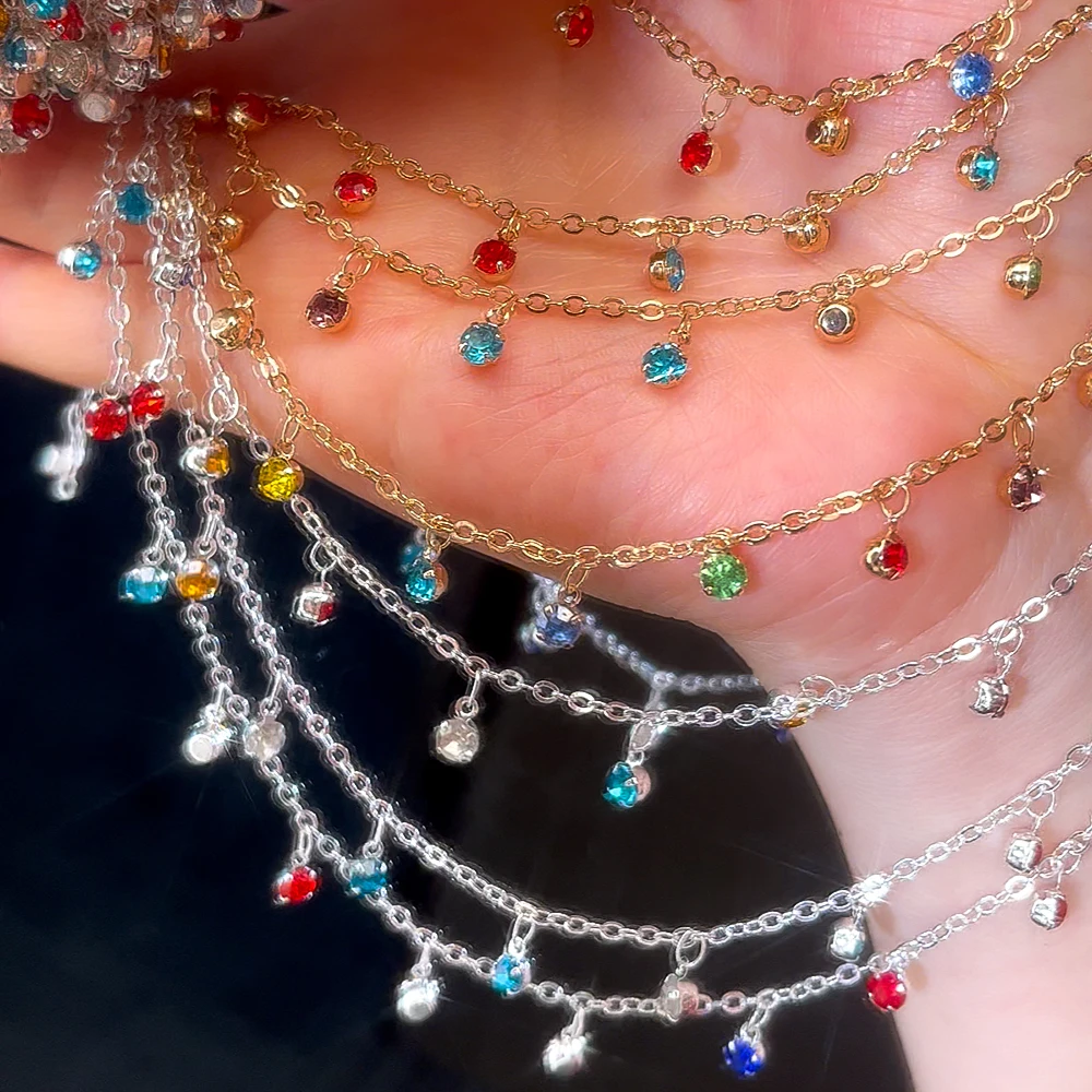 

0.5/1/2M Dopamine Colored Rhinestone Chains For DIY Necklace Bracelet Hair Accessories Clothing Tassel Chain Jewelry Materials