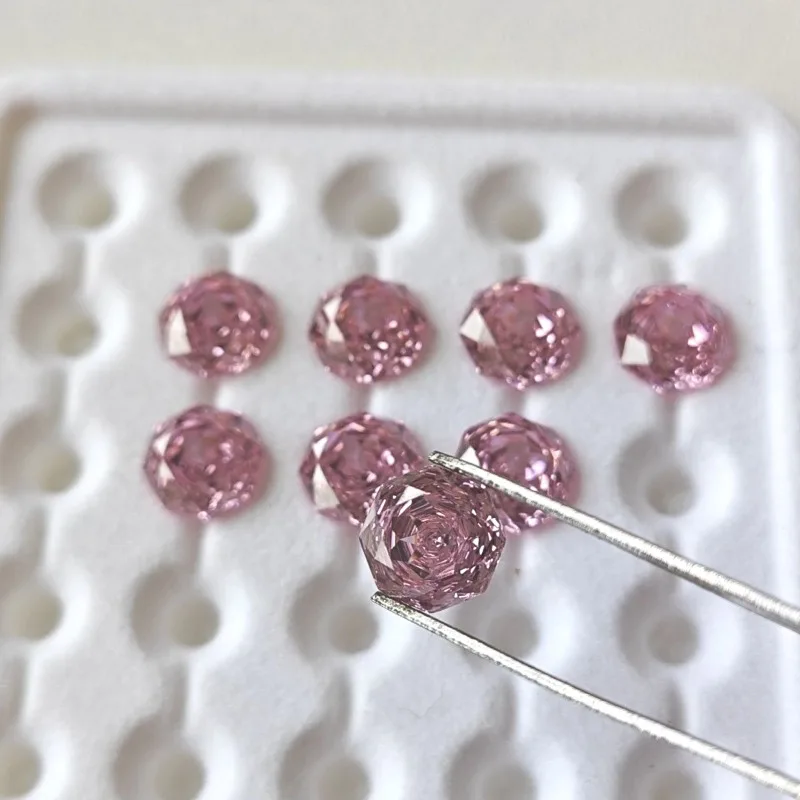 Kubischer Zirkonia-Stein, Oktagon-Rosenschliff, hellrosa Farbe, 6mm-12mm, lose Steine für DIY-Anhänger, Schmuckherstellung, Hauptmaterialien – Detail 6