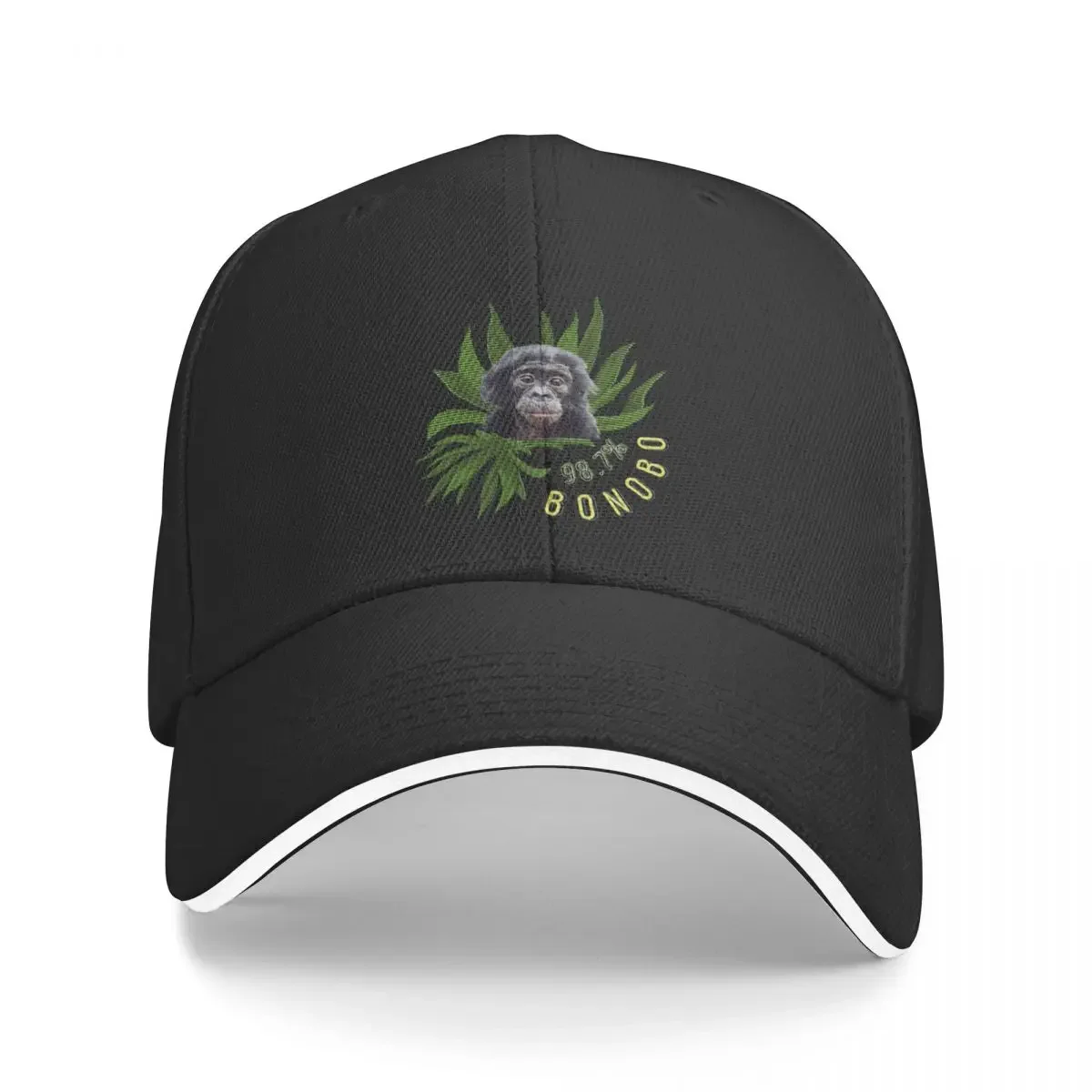 

Bonobo 98.7% with leaves around Baseball Cap Golf Cap Snapback Cap derby hat custom Hat Mens Hats Women's