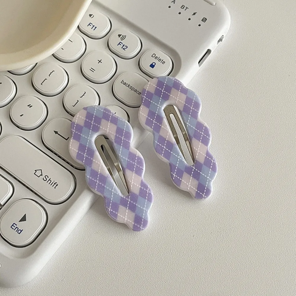 Haarschmuck Legierung Plaid Haars pange Acryl Süßigkeiten Farbe Wolke Haars pange unregelmäßige Haars pangen koreanischen Stil Haarnadel Party – Detail 8