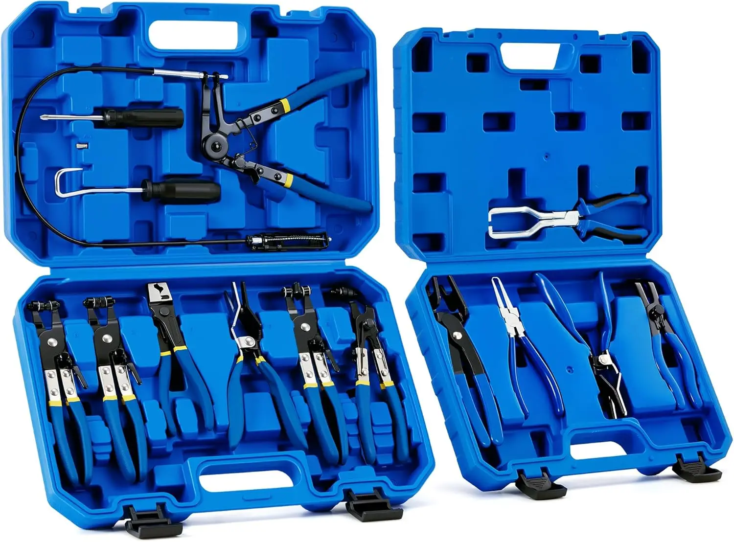 

14-Piece Fuel Line & Hose Clamp Pliers Set for Auto Repair, Heavy-Duty Tool Kit with Filter Caliper