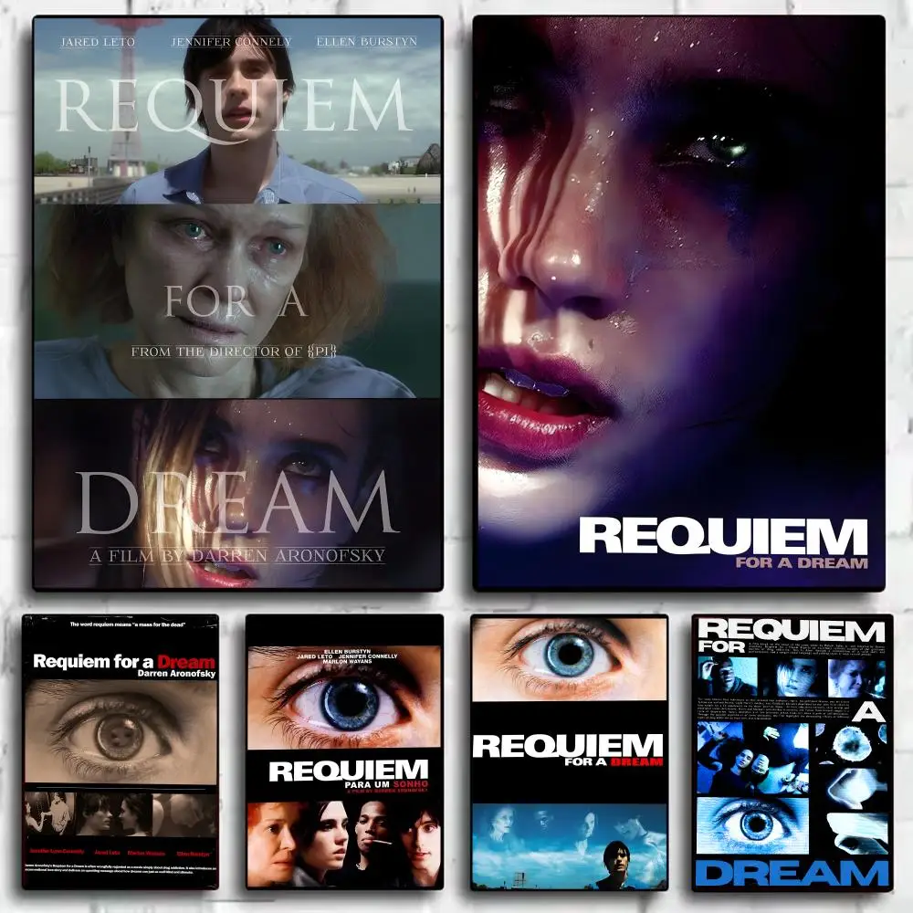 R-Requiem for a Dream Poster Stickers HD Waterproof Painting Wall Art for Bedroom Living Room Home Decor Decoration Gift