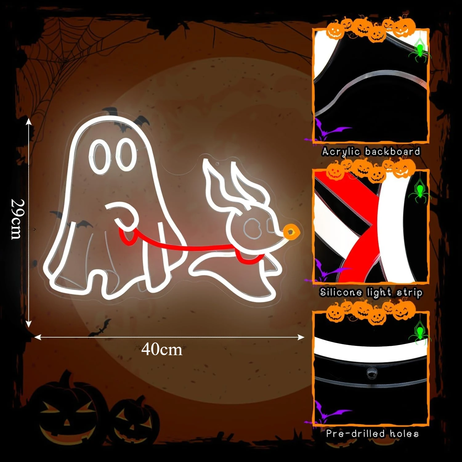 شبح المشي الكلب النيون علامات عكس الضوء LED ضوء النيون لغرفة النوم لعبة غرفة رجل الكهف نادي الحفلات جدار ديكور هدية لصديق الطفل #2