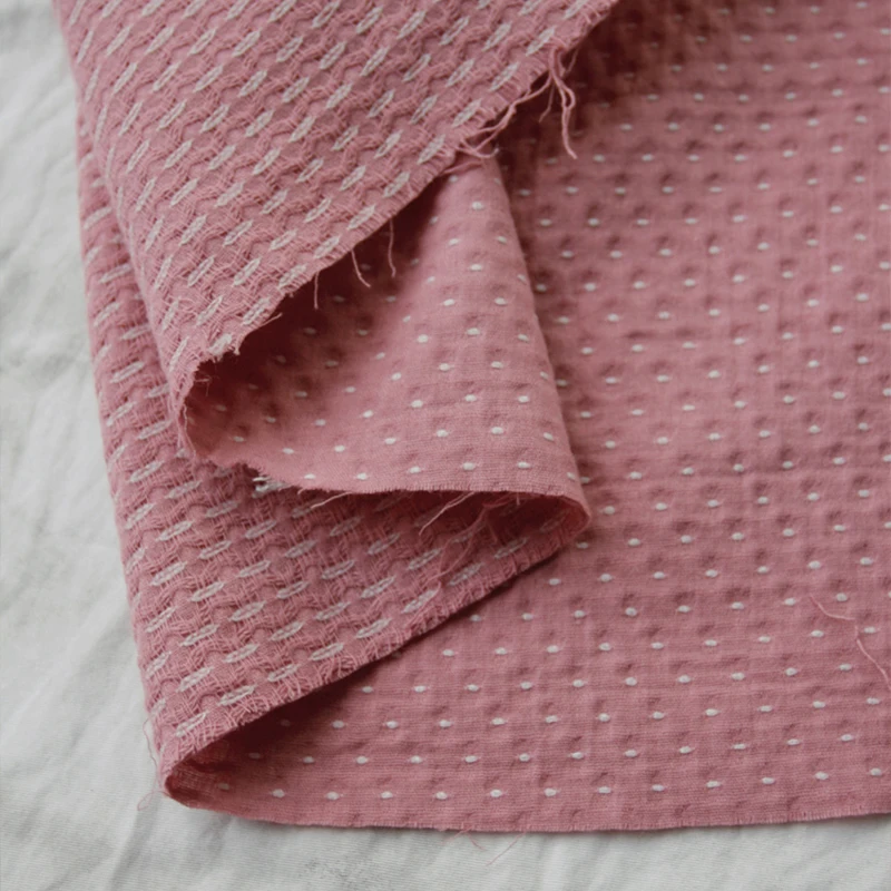 

50x140cm Dot Jacquard Embroidery Pure Cotton Fabric Retro Children's Clothing Women's Dress Bag Handmade DIY Sewing Fabric Cloth