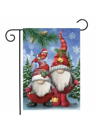 *NEW* Briarwood Lane WINTER GNOMES Christmas Garden Flag Humor Santa Hats holly 840011620749