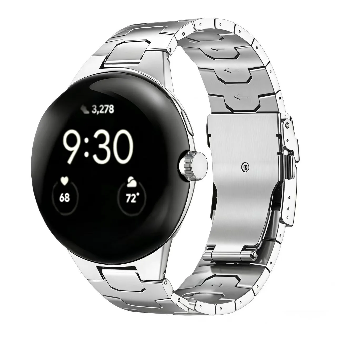 Image of Titanarmband für Google Pixel 4 5 45mm Uhrenarmband Pixel Metallgliederarmband Aktives Armband Smartwatch-Armbänder Pixel3 45mm