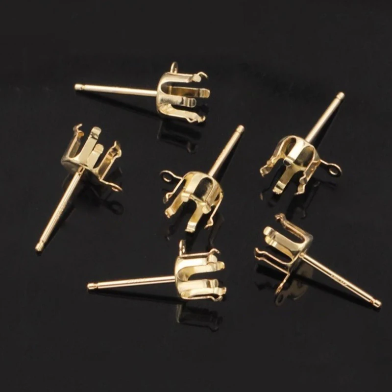 14 Karat Gold gefüllt 6 Zinken Druckknopf Ohrring Post Ohrring Großhandel für Schmuck herstellung DIY Ohrringe Zubehör 5/6mm – Detail 14