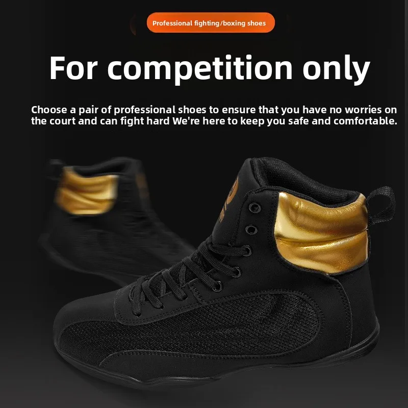 Durable Boxing Training Shoes - Men's Women's Anti-Slip Breathable Fighting Boots for Professional Boxing Wrestling Gym
