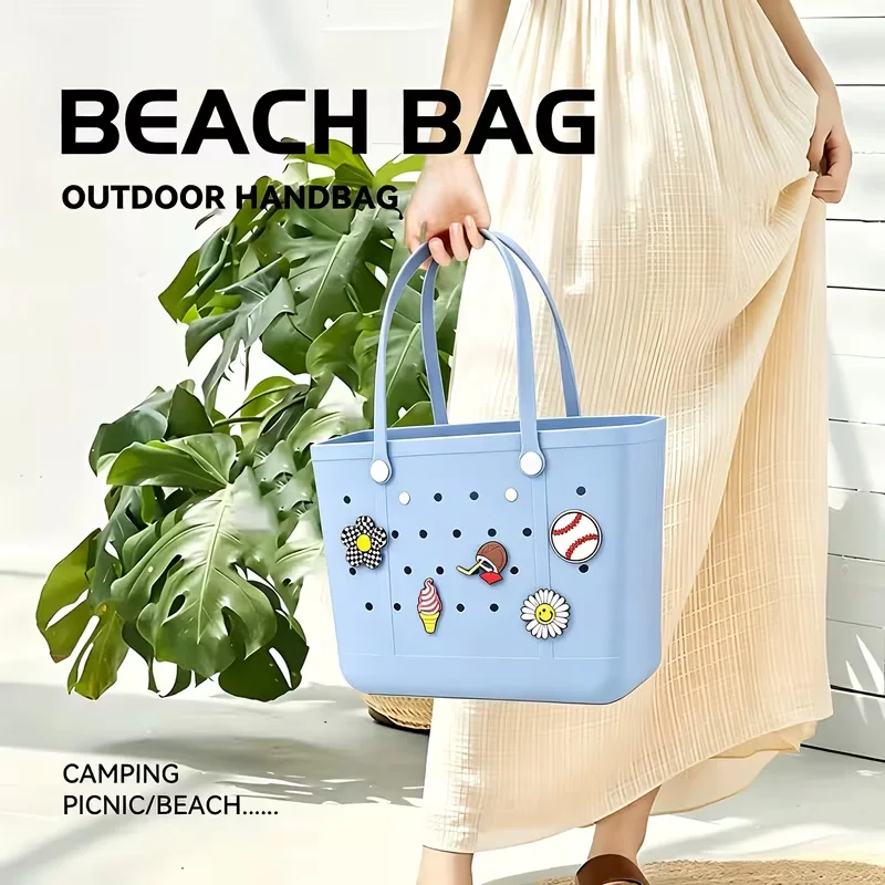 Tote Bag Beach - กระเป๋าถือชายหาดขนาดใหญ่สำหรับผู้หญิง ทำจากวัสดุ EVA กันทราย ซักได้ เหมาะสำหรับใส่ของไปว่ายน้ำกลางแจ้ง