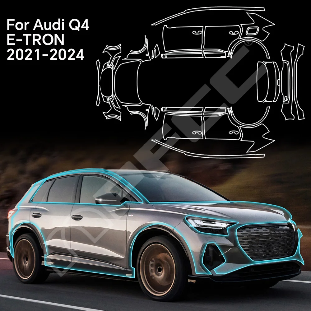 

For Audi Q4 E-TRON 2021-2024 8.5Mil TPU Paint Protection Film Car Body Pre-cut PPF Bra Anti-Scratch Clear Kit Resistant Cover