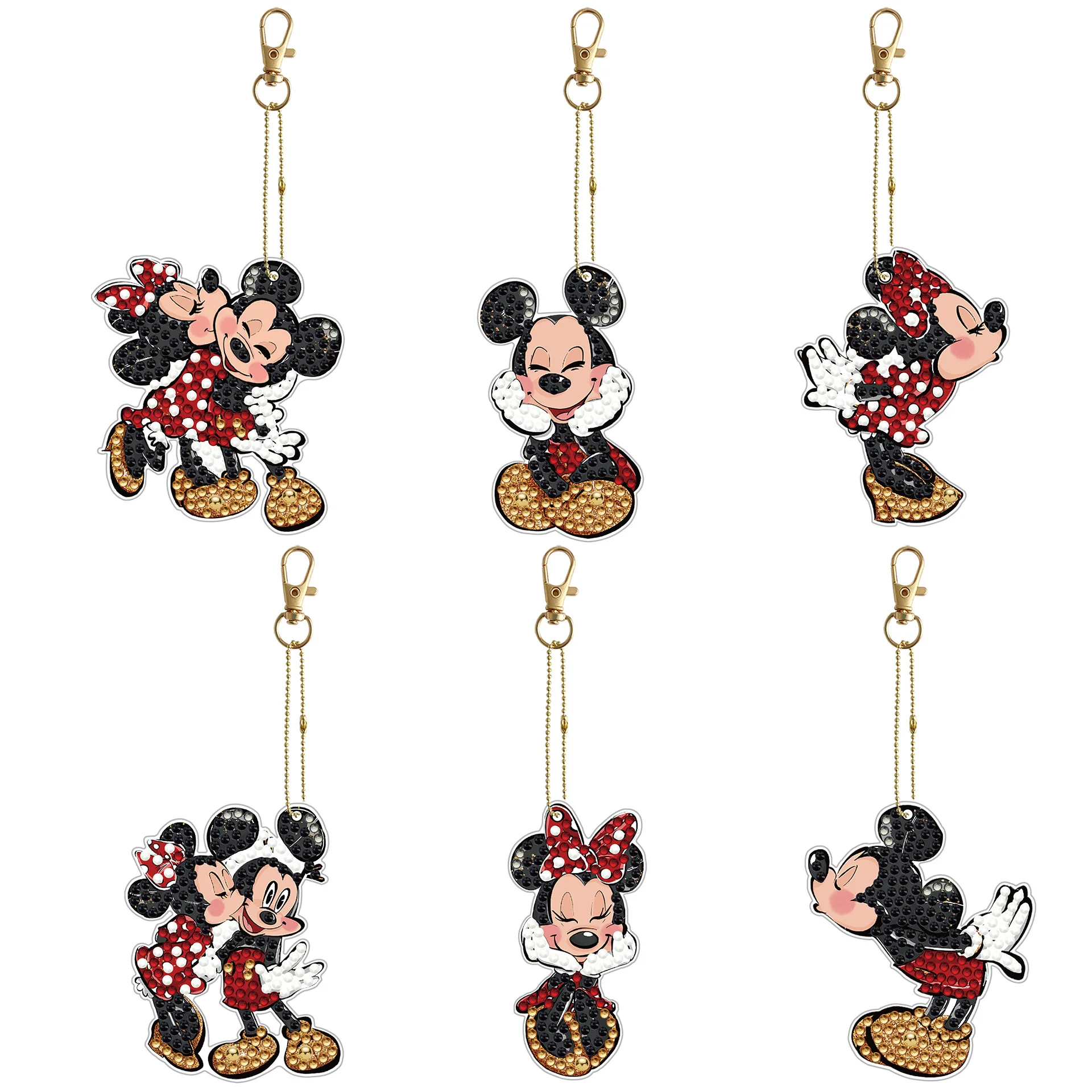 

DIY Diamond Painting Keychain with Mickey Mouse Design, Featuring Adhesive Points for Attaching Rhinestones, Making It a Decor