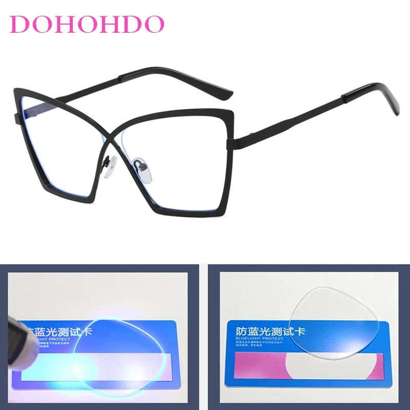 Fashion Luxury Design Metal Big Cat Eye Frame Optical Spectacle Women Men Blue Light Blocking Use Computer Glasses Lentes Очки view 3