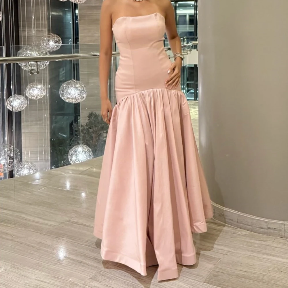 

Вечерние платья русалки по индивидуальному заказу, длиной до пола, без бретелек, без рукавов, платье для выпускного вечера, простое модное драпированное повседневное вечернее платье с открытой спиной