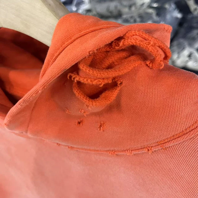 25FW نسيج القطن الثقيل خمر غسلها البرتقال التالفة هول هوديي الرجال النساء للجنسين الكلاسيكية خطابات شعار طباعة سانت البلوفرات