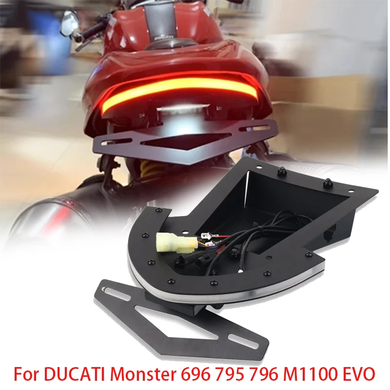 NEW  Motorcycle Rear Tail Light Brake Turn Signals Integrated LED License Plate Bracket For DUCATI Monster 696 795 796 M1100EVO