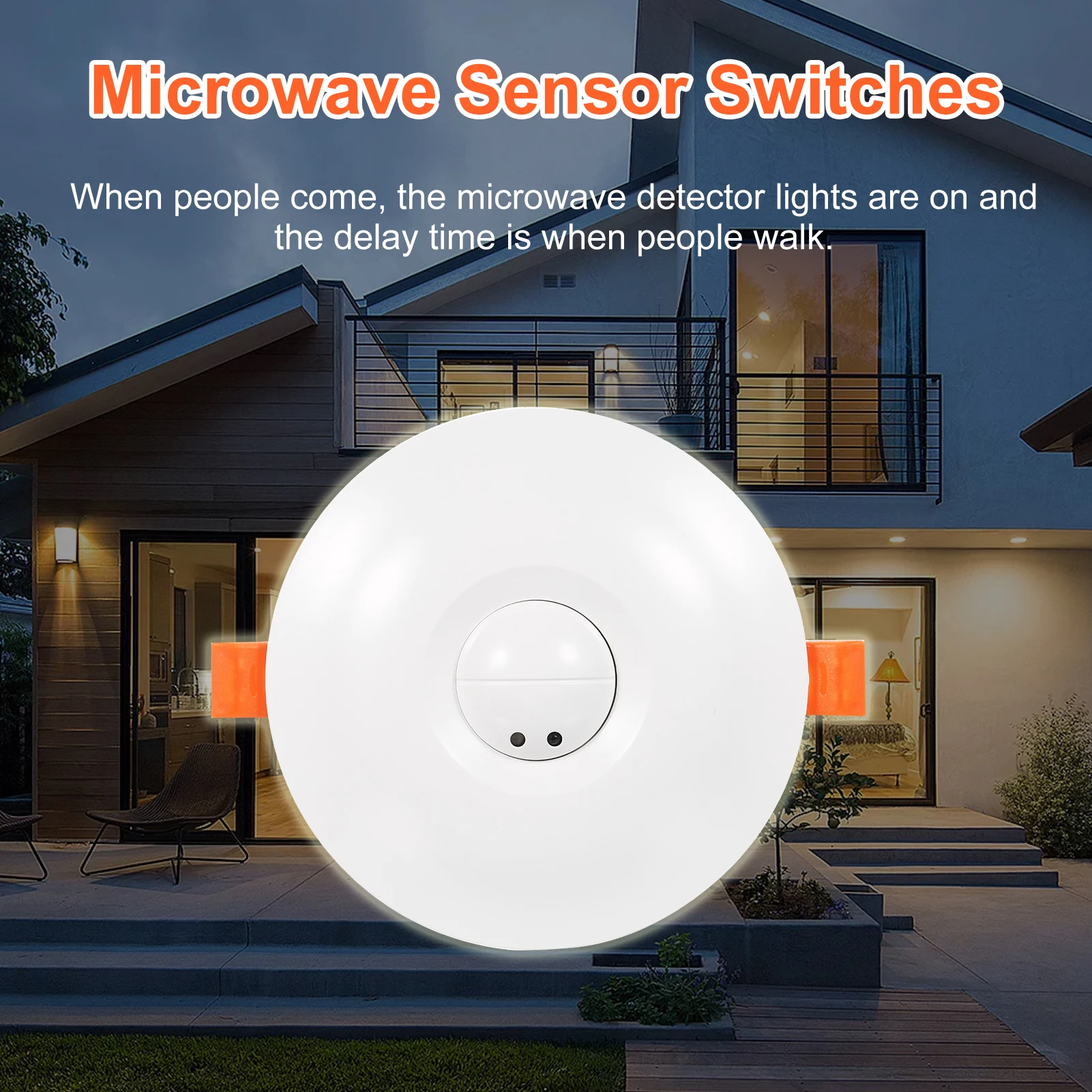 Microwave Radar Sensor Microwave Ceiling Motion Sensor 360 Degree Sensor Switch Motion Detector for Commercial or Residential