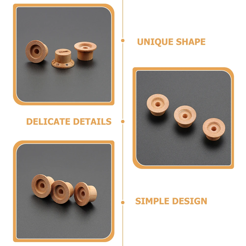 

3 Pcs Guitar Knob Electric Knobs Volume Cool and Tone Control Bass Accessories Wood Musical Instrument