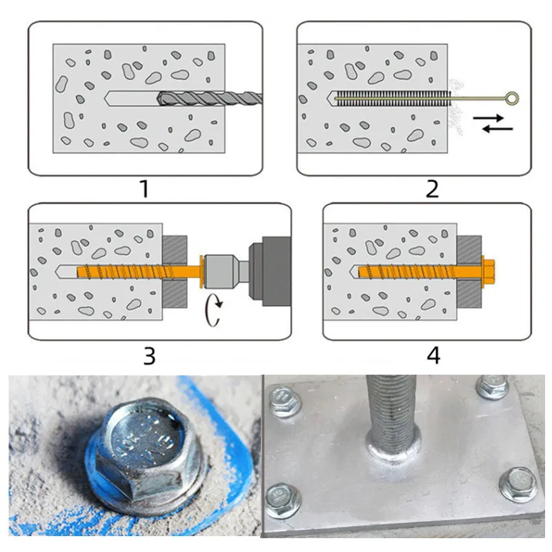 Parafuso de âncora autocorte de concreto, cabeça de flange hexagonal, rosca de concreto, parafuso de âncora auto-corte, parafuso de expansão auto-roscante