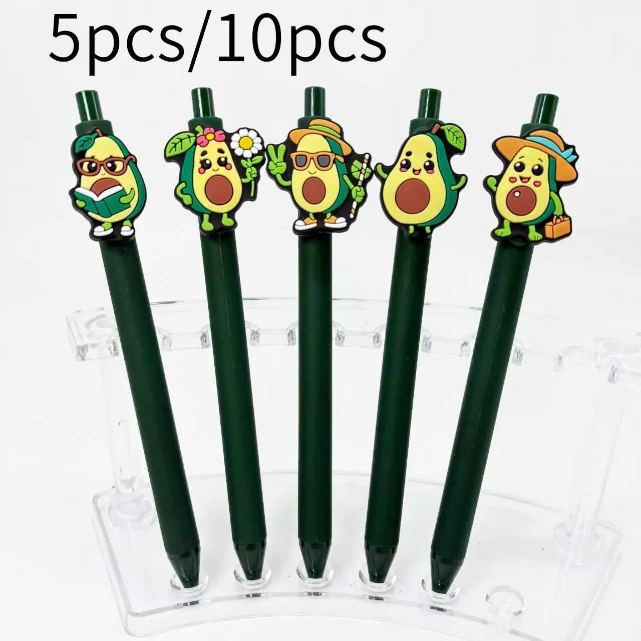 

5 шт./10 шт. шариковые ручки на тему авокадо, темно-зеленые шариковые ручки для студентов, подарочные ручки для письма