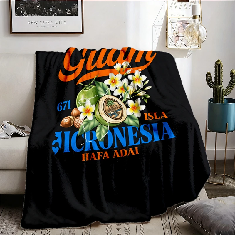 Guam Micronesia 671 Flannel Blanket, Island Life Flannel Throw, Hafa Adai Chamorro Graphic Unisex