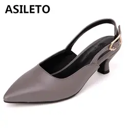 ASILETO 2024 Summer New Fashion Women Sandals Pointed Toe Back Strap Glass Heels Large Size 52 53 54 Soft Daily Shoes