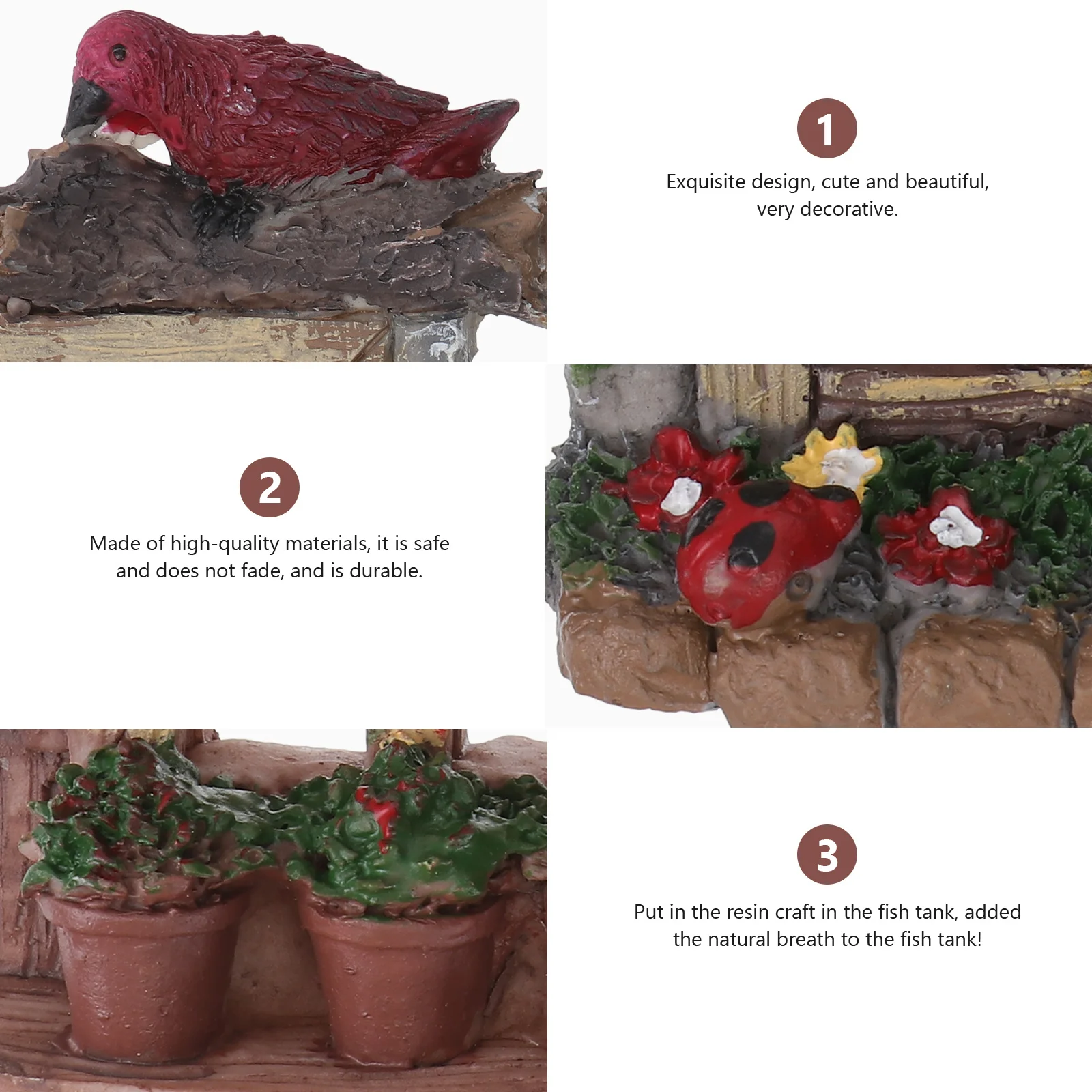 

4Pcs Aquarium Planter Micro Landscape Decor Resin Craft for Fish Tank Bonsai Garden Home Office Living Room Mini Adornment