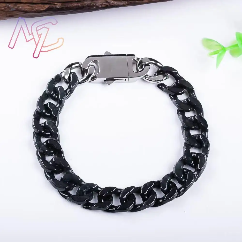 Black Myanmar Jadeite Chain Bracelet Natural Jewelry Vintage Fashion Accessories Luxury Real Jade Talismans Gifts for Women view 3