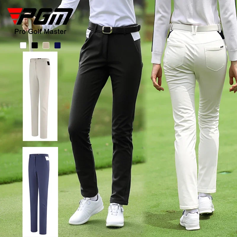 Pgm nowe golfowe damskie pluszowe spodnie zimowe długie spodnie golfowe damskie zagęszczone wąskie spodnie sportowe wodoodporne spodnie dresowe XS-XL