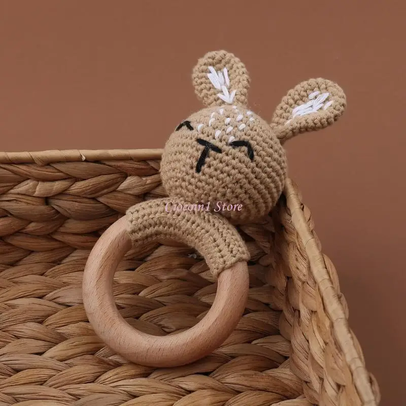 Y1UB crochê brinquedo anel dentição para crianças bercenárias Brinquedos decoração para desenhos animados para bebês