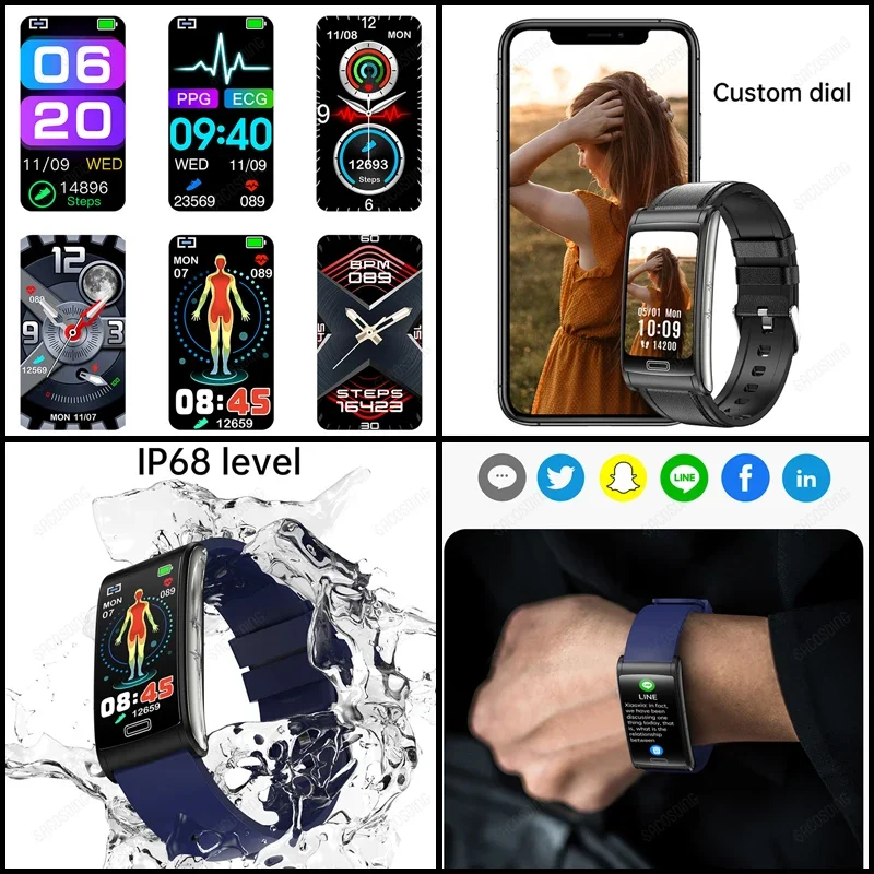 Reloj inteligente deportivo para Xiaomi, pulsera resistente al agua IP68 con control del ritmo cardíaco y de la presión sanguínea, ECG, novedad de