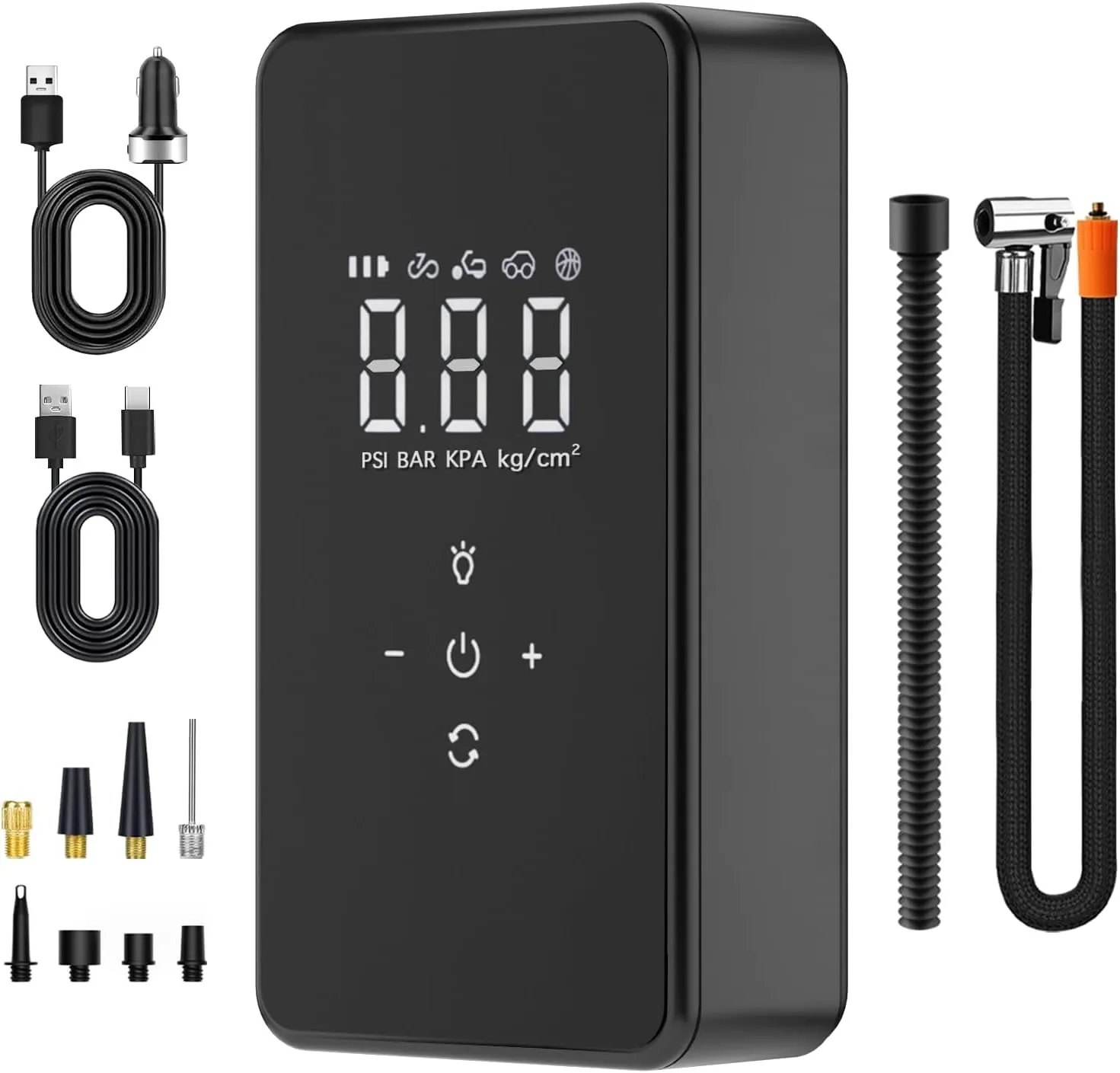150psi Portable Tire Inflator, 12V  Dual Metal Motor,Tire Pressure Gauge,6000mah Air Pump for Car Motorcycle Ball Swimming Ring