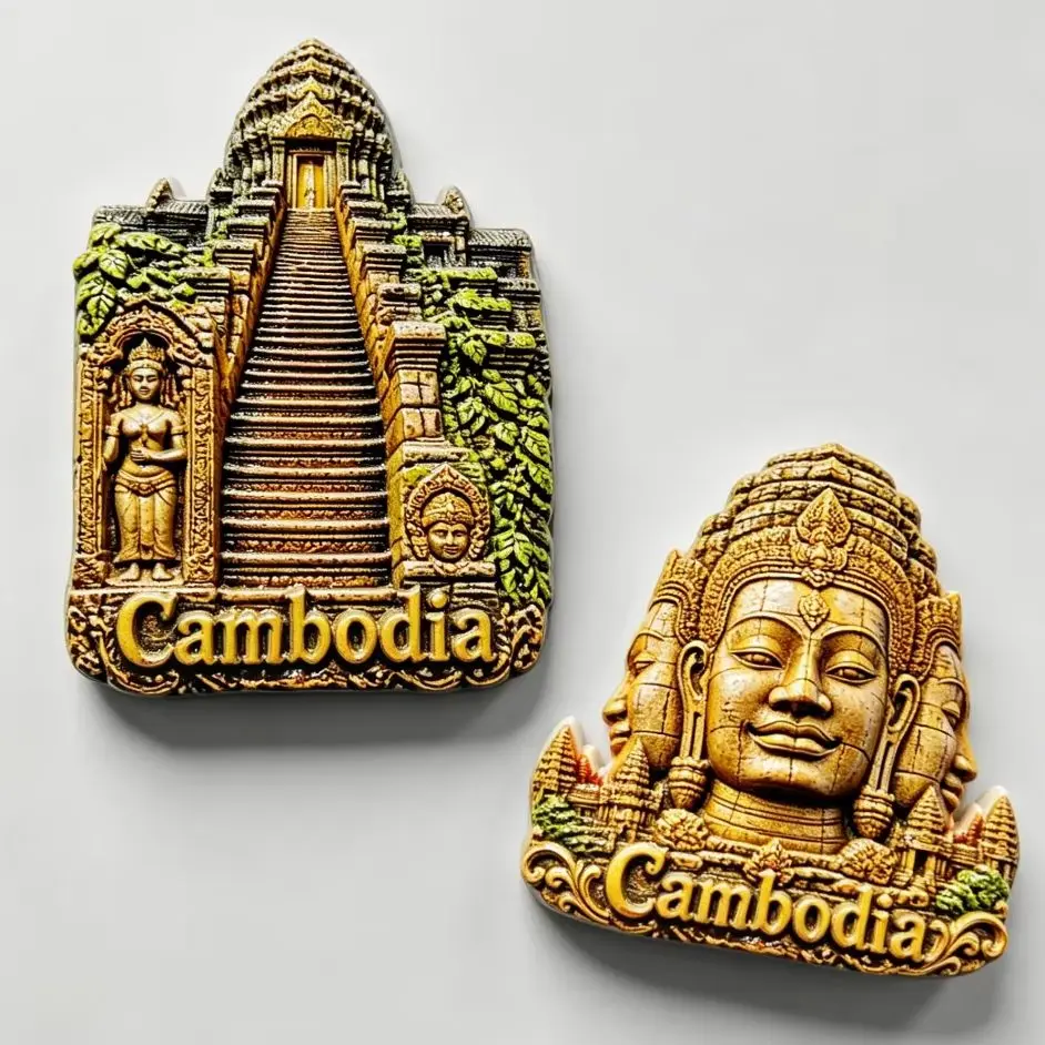 Angkor Wat 3D Fridge Magnets Cambodia Tourism Souvenir UV Printing Resin Refrigerator Magnets Sticker Gift Home Decoration