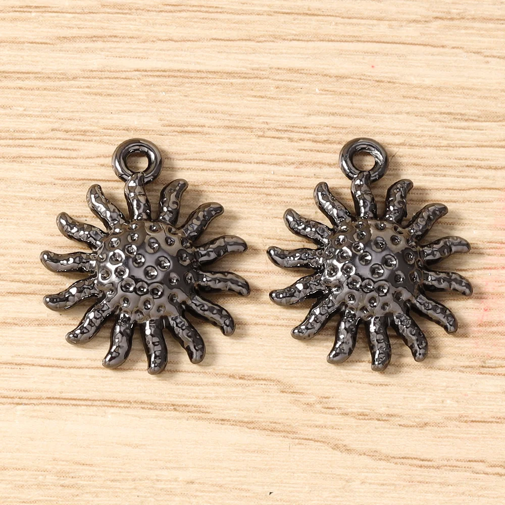 Tusember 5 Stück Hip-Hop Gun Black Sonne Mond Stern Herz Anhänger für Halsketten, Ohrringe, Armbänder, Schmuckherstellung, Bastelzubehör – Detail 5
