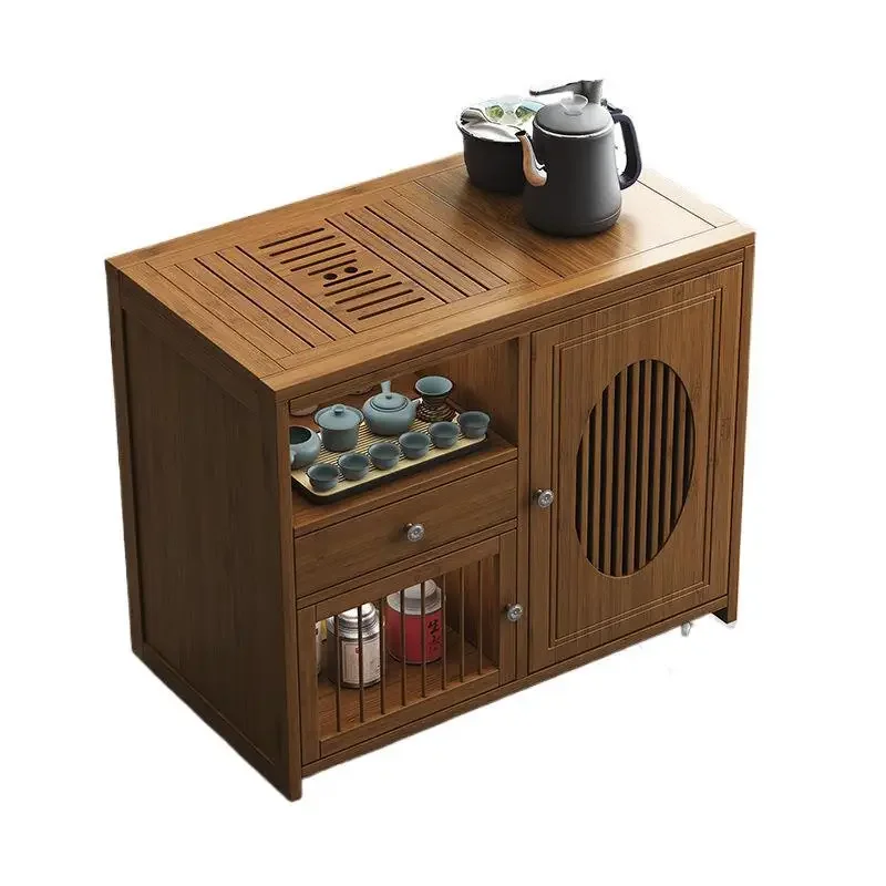 Household mobile tea table with wheelbarrow, living room automatic kettle integrated coffee table