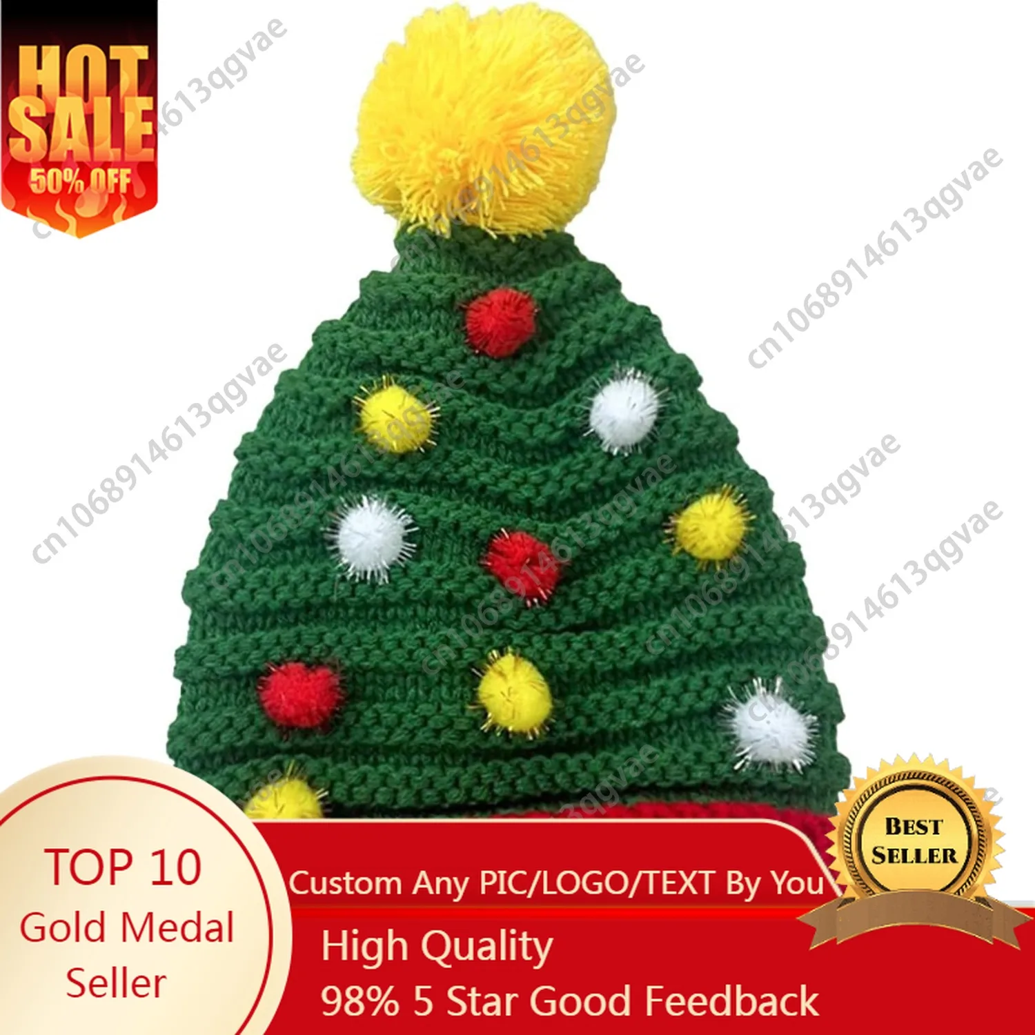 

Crochet Christmas Tree Hat - Festive Knitted Beanie for Adults, Stylish Winter Accessory.