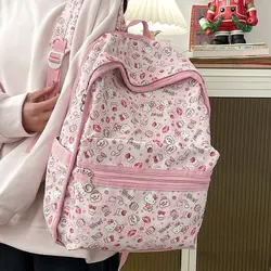 Fashion Backpack Hello Kitty Nylon Women Shoulder Bag Casual Large Capacity School Bag For Teenager Travel Rucksack