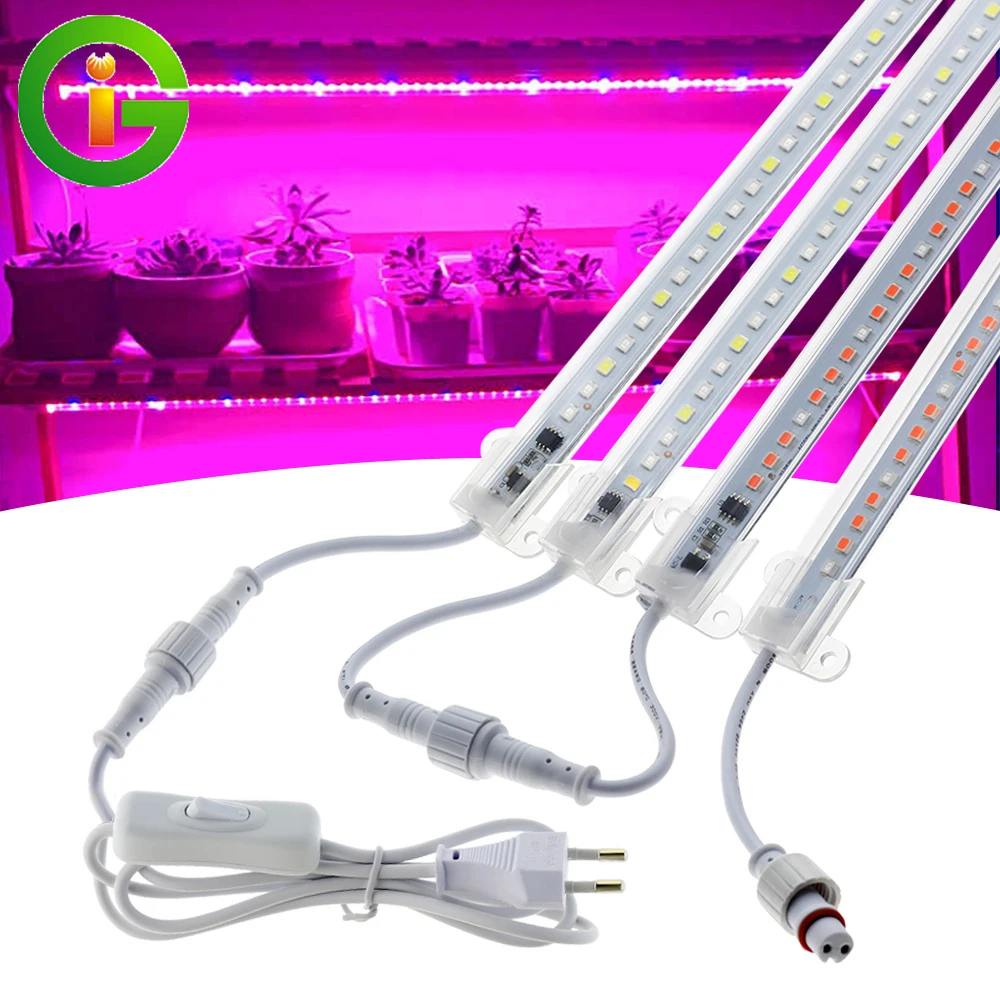 AC220V LED Grow Light Volledige Spectrum 72 leds LED Plant Lichtbalk Waterdichte Connector Phyto Lampen Voor Indoor Plant bloem Zaailing