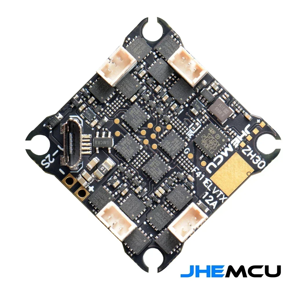 JHEMCU F411ELVTX F411 Flight Controller 12A 4in1 ESC 5.8G 400mW VTX ELRS 2.4G RX AIO 25.5X25.5mm 1-2S for FPV Drones