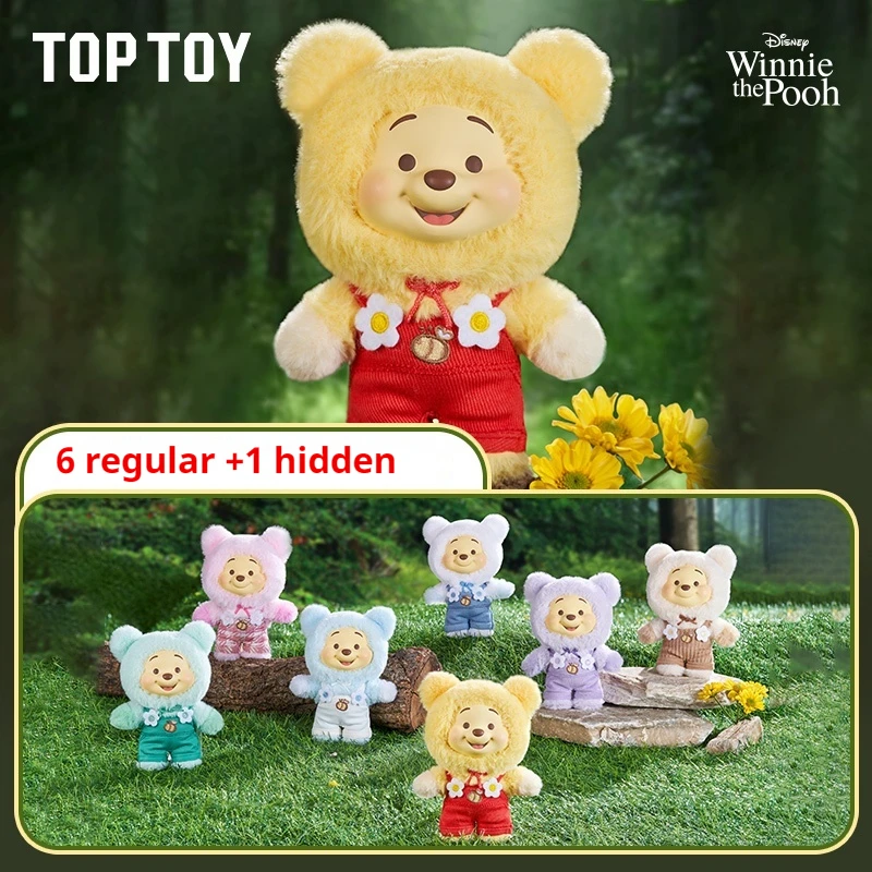 Disney Winnie The Pooh Blind Box  Vinyl Doll Puff Candy Bear Series Cute Plush Keychain Mystery Box Figure Pendant Gifts